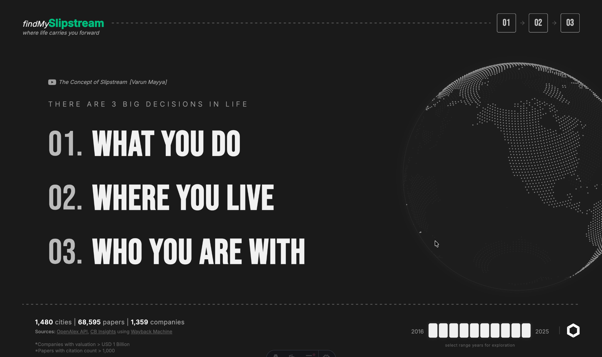 the landing page of the final product, the quote as the entire navigation menu