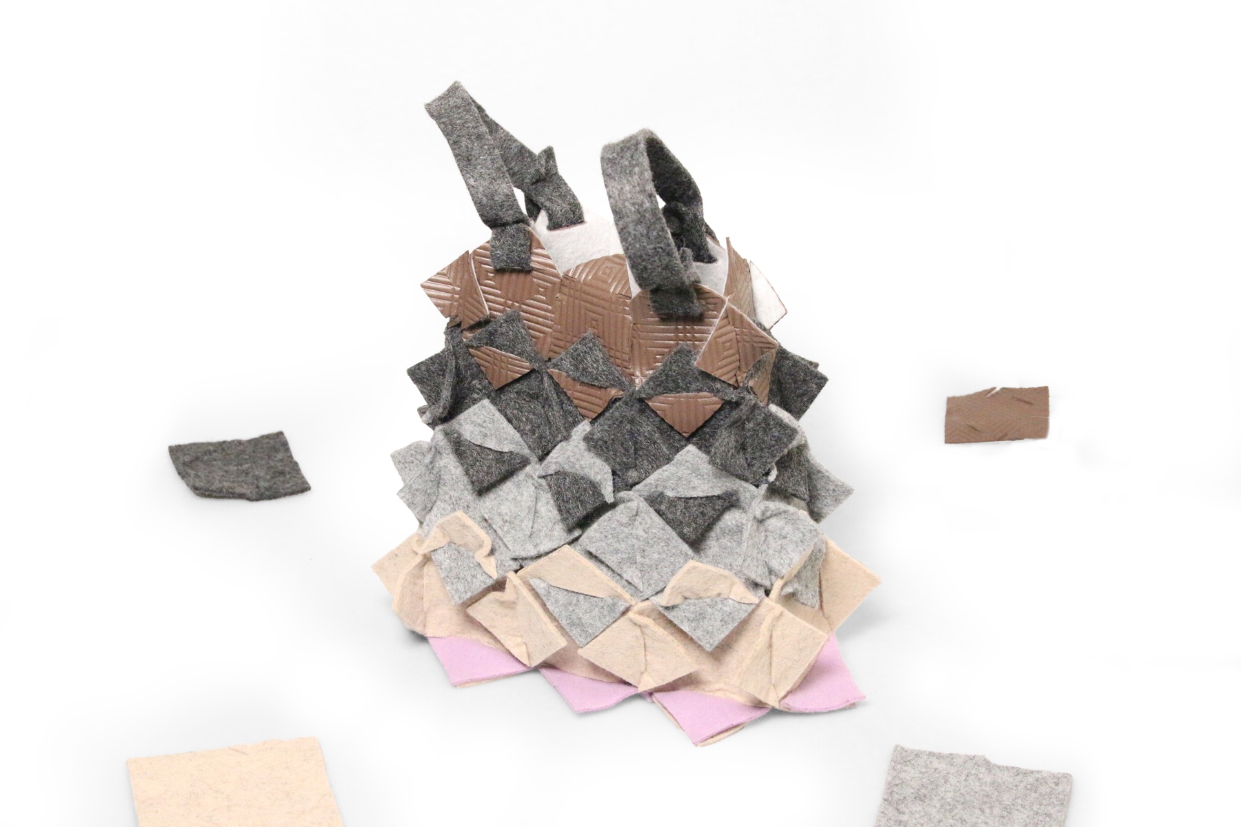 one of the finished bags, built entirely out of tessellated fabric units